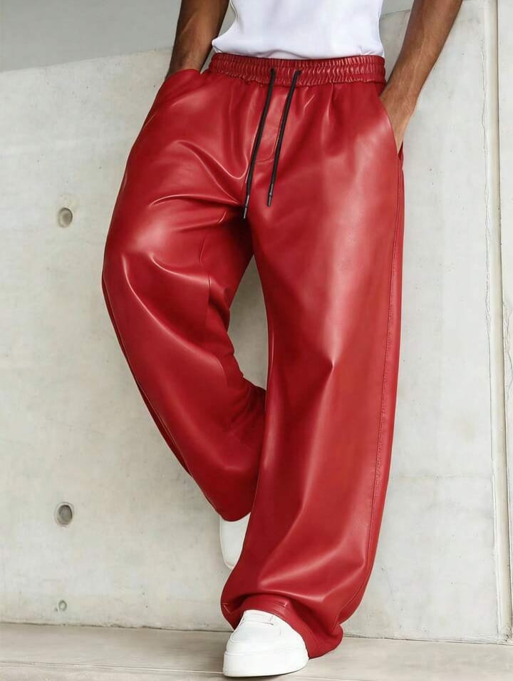 Men's PU Leather Trousers Pants, Baggy Trousers